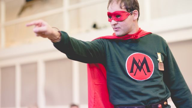 Superheroes Entertain Students