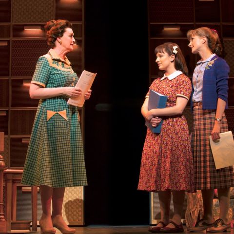 Anne Wood (as Carole's mother Genie Klein), Stefanie Caccamo (Betty) and Esther Hannaford (Carole King) in Beautiful - The Carole King Musical. Photo Joan Marcus.