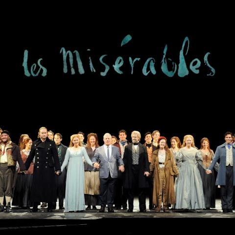 Cameron Mackintosh with the cast of Le Misérables