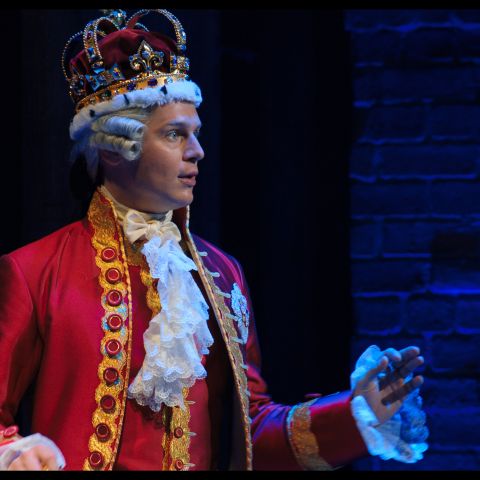 Jonathan Groff is King George in HAMILTON, the filmed version of the original Broadway production.