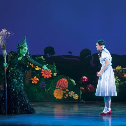Jemma Rix as the Wicked WItch, Samantha Dodemaide as Dorothy (c) Jeff Busby