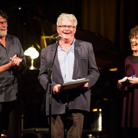 Reg Livermore Receives his Lifetime Achievement Award from John McCallum and Deborah Jones